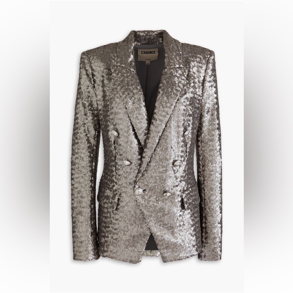 L’agence Kenzie Gunmetal sequined blazer